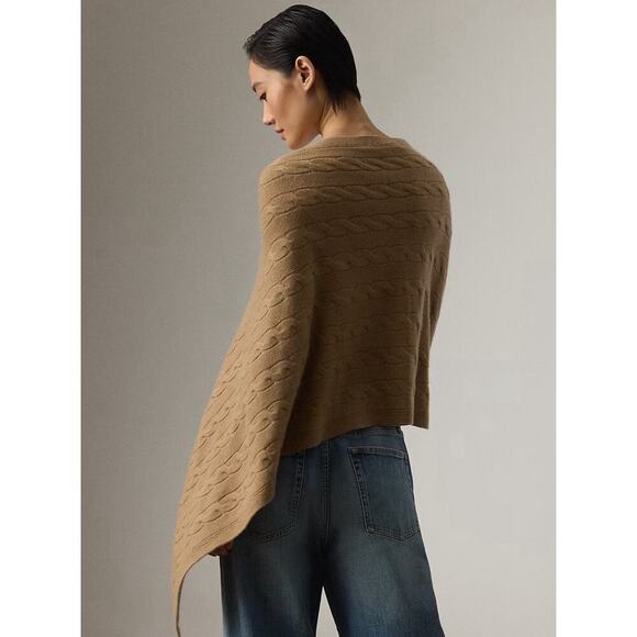 Ralph Lauren Collection Cable Knit Cashmere Poncho Scarf Sweater Gray NWT S M L - Picture 5 of 10